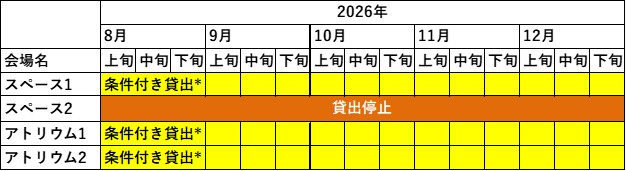 ガラスのピラミッド工事による影響カレンダー（平日・祝日）